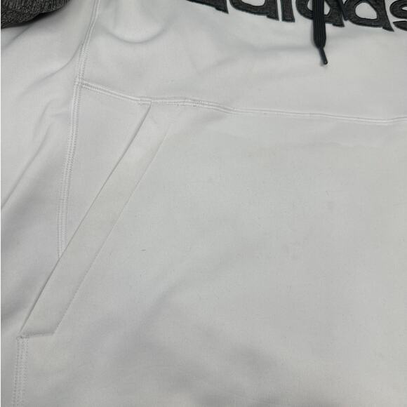 Adidas Climawarm Pullover Hoodie Large Comfy White & Grey - Picture 7 of 8